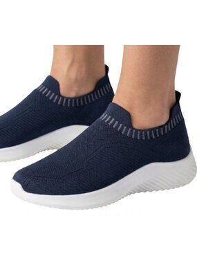 Navy Blue Mesh Slip On Walking Sneakers Woen’s Comfort Lightweight Sports Shoes